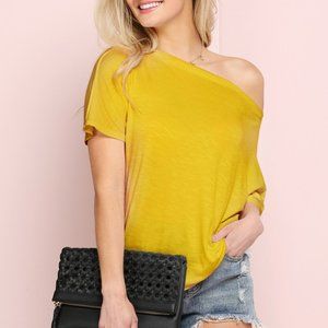 Just Relax Off Shoulder Top - Mustard